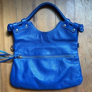Pietro NYC Blue Leather Handbag clutch 11” wide
